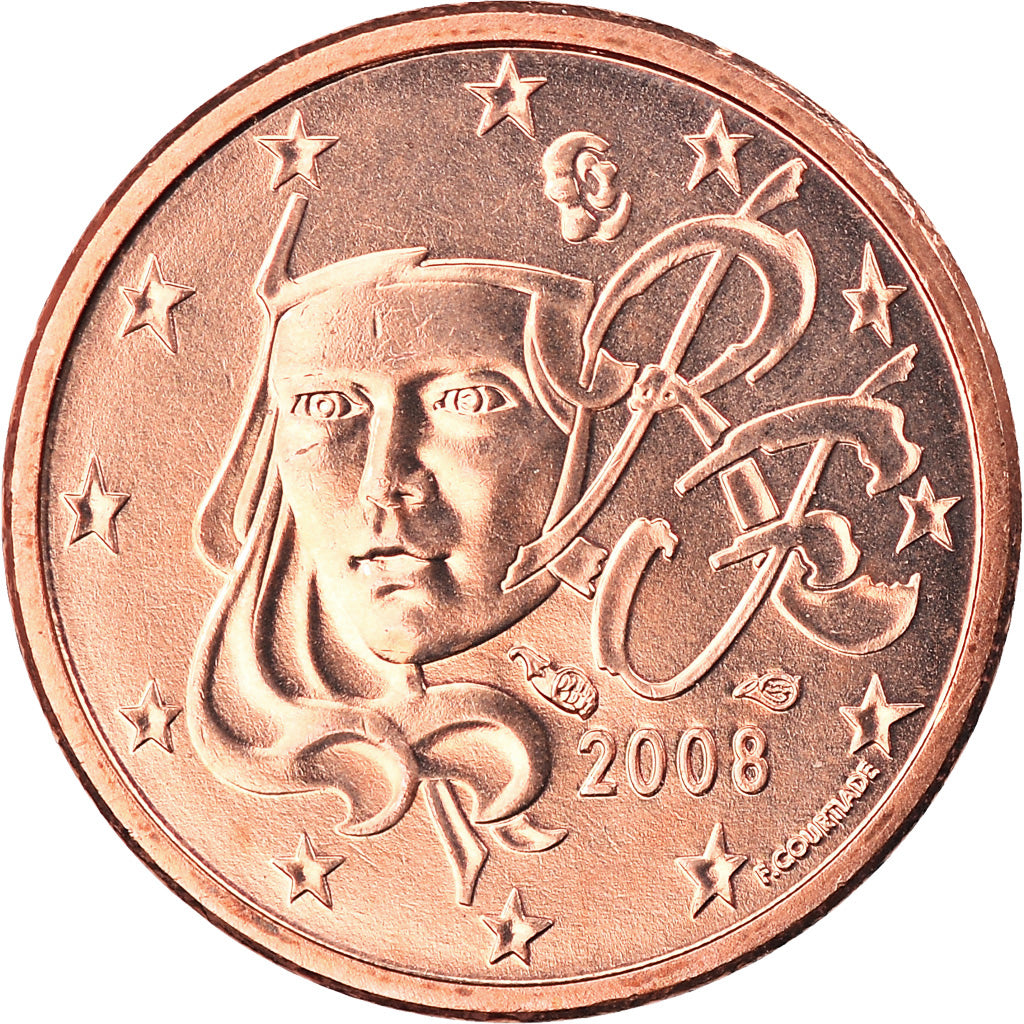 Francia, Euro Cent, 2008, Paris, BU, FDC, Cobre chapado en acero, Gadoury:1