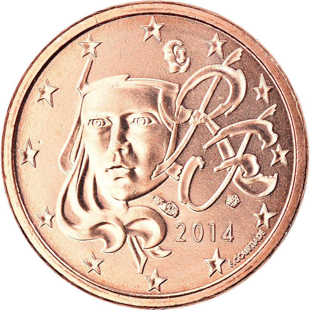 Frankrijk, Euro Cent, 2014, Paris, BU, FDC, Copper Plated Steel, Gadoury:1