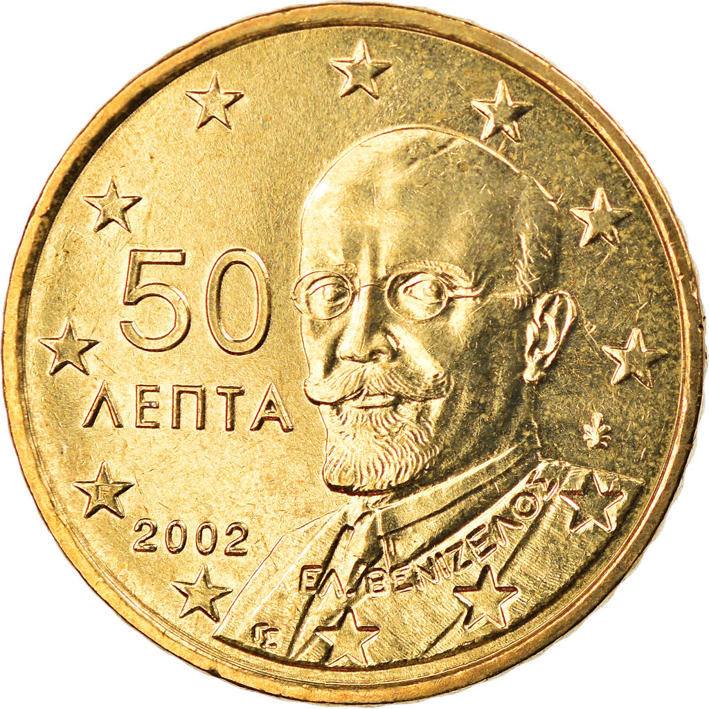 Greece, 50 Euro Cent, 2002, Athens, BU, MS(65-70), Brass, KM:186