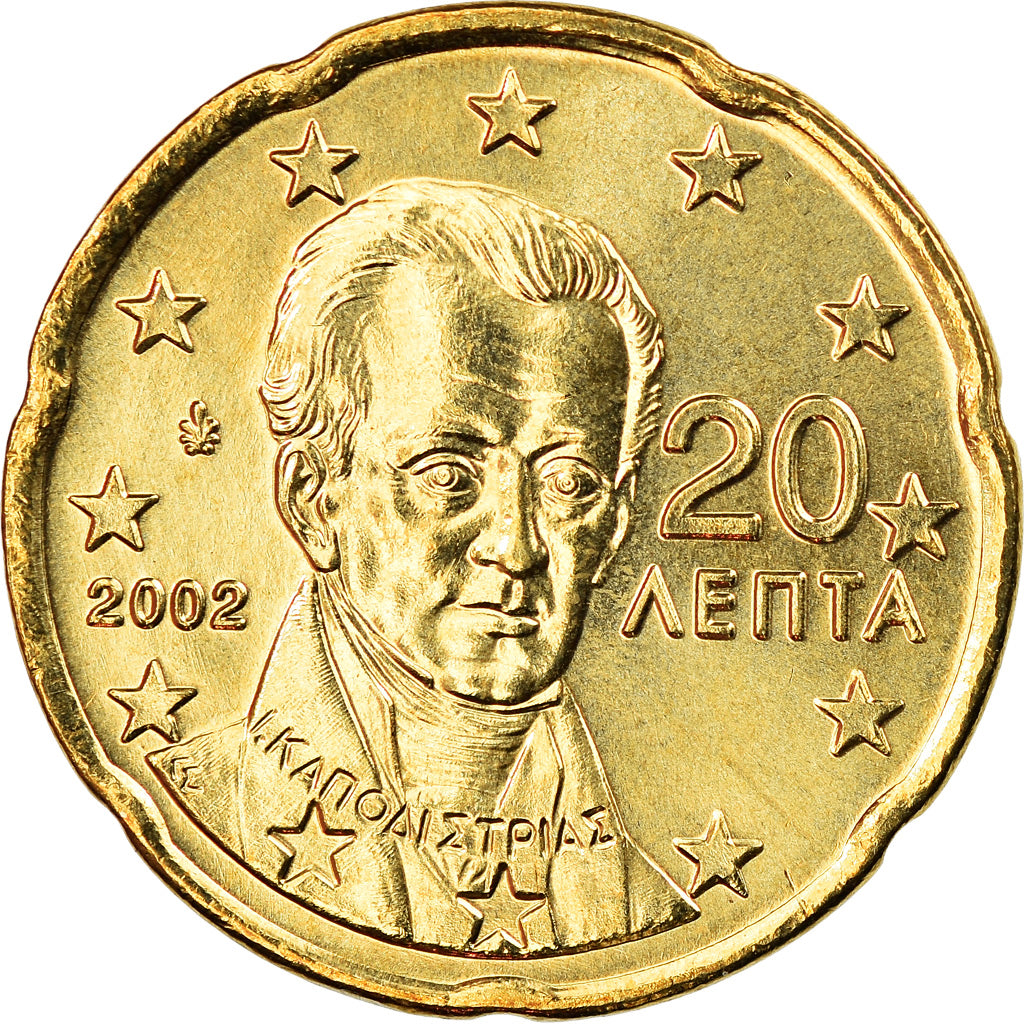 Greece, 20 Euro Cent, 2002, Athens, BU, MS(65-70), Brass, KM:185