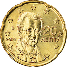 Greece, 20 Euro Cent, 2002, Athens, BU, MS(65-70), Brass, KM:185