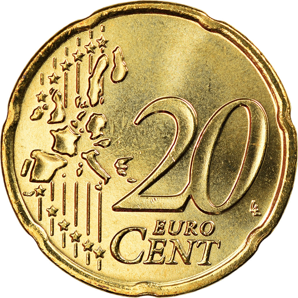 Greece, 20 Euro Cent, 2002, Athens, BU, MS(65-70), Brass, KM:185