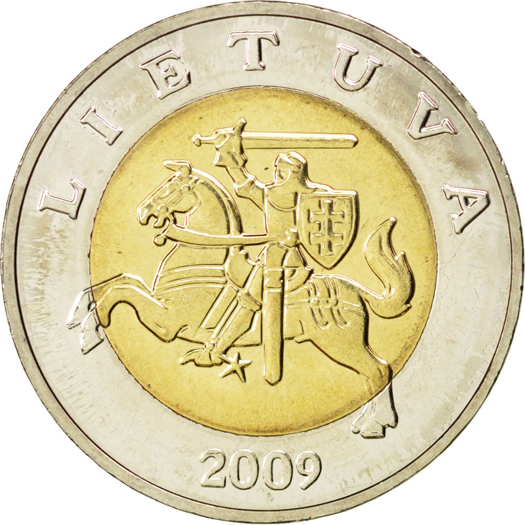 LITHUANIA, 5 Litai, 2009, KM #113, MS(63), Bi-Metallic, 27.5, 10.02
