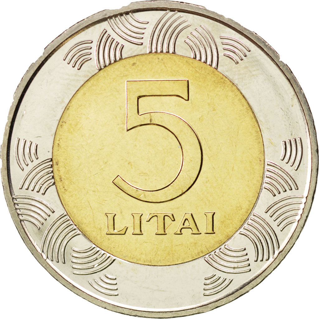 LITHUANIA, 5 Litai, 2009, KM #113, MS(63), Bi-Metallic, 27.5, 10.02