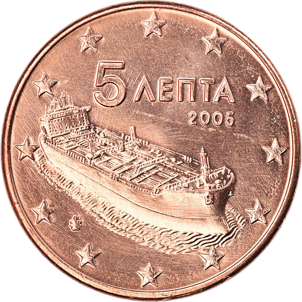 Griekenland, 5 Euro Cent, 2005, Athens, BU, FDC, Copper Plated Steel, KM:183