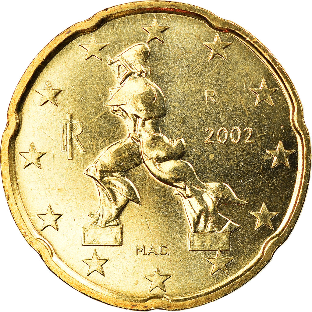 Italy, 20 Euro Cent, 2002, Rome, BU, MS(65-70), Brass, KM:214