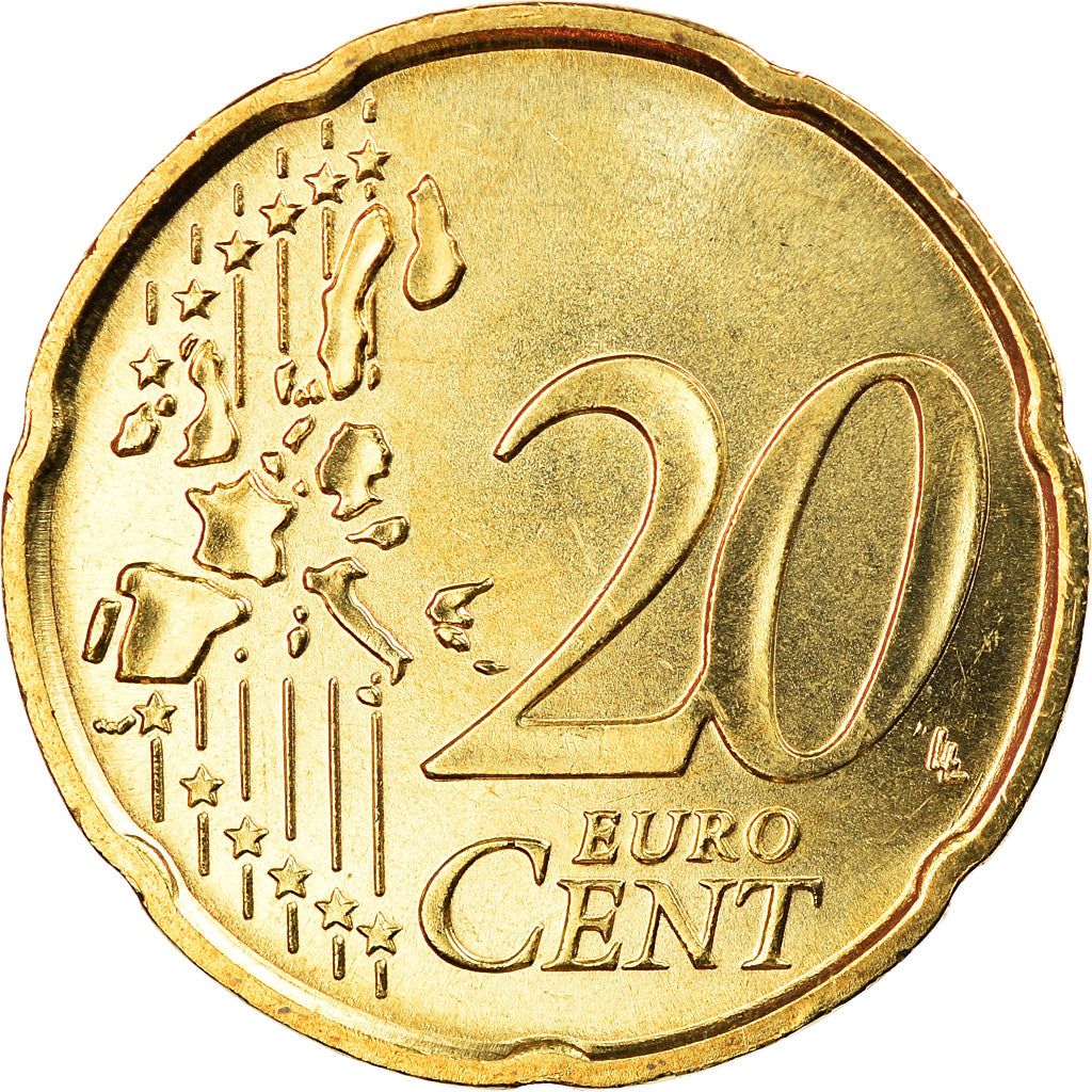 Italy, 20 Euro Cent, 2002, Rome, BU, MS(65-70), Brass, KM:214
