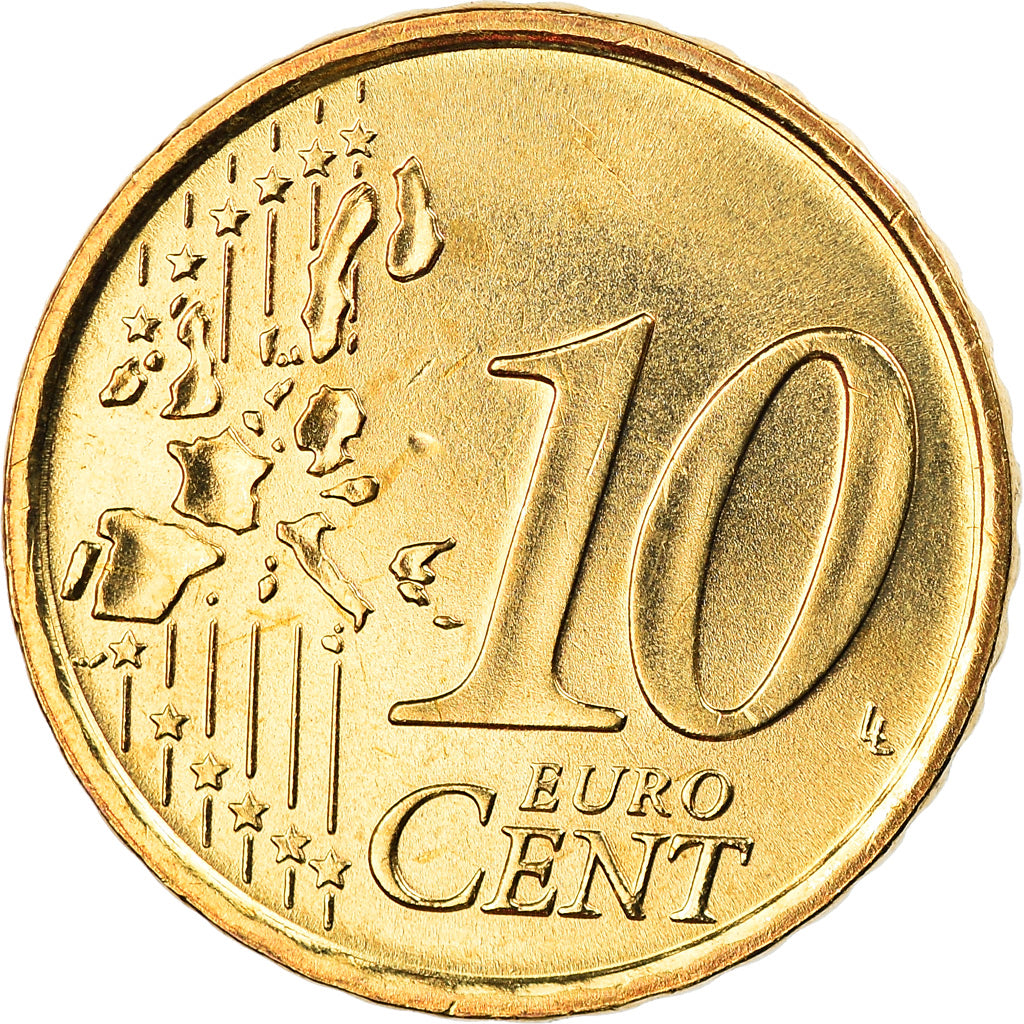 Italien, 10 Euro Cent, 2002, Rome, BU, STGL, Messing, KM:213