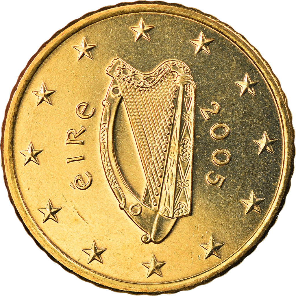 IRELAND REPUBLIC, 50 Euro Cent, 2005, Sandyford, BU, MS(65-70), Brass, KM:37