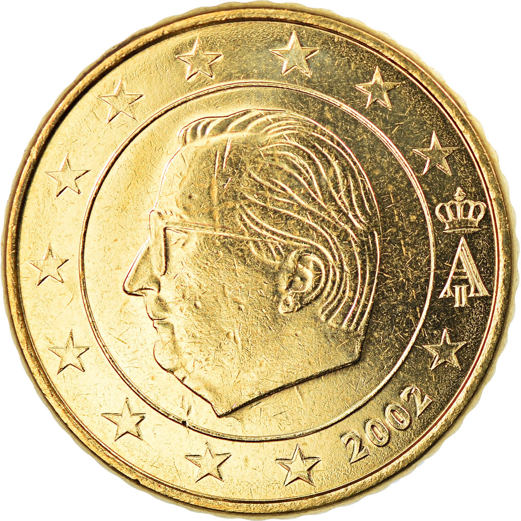 Belgium, 50 Euro Cent, 2002, Brussels, BU, MS(65-70), Brass, KM:229