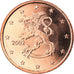 Finland, 5 Euro Cent, 2002, Vantaa, BU, MS(65-70), Copper Plated Steel, KM:100