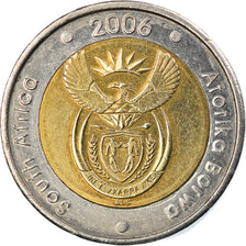 Moneda, Sudáfrica, 5 Rand, 2006, Pretoria, MBC, Bimetálico, KM:492