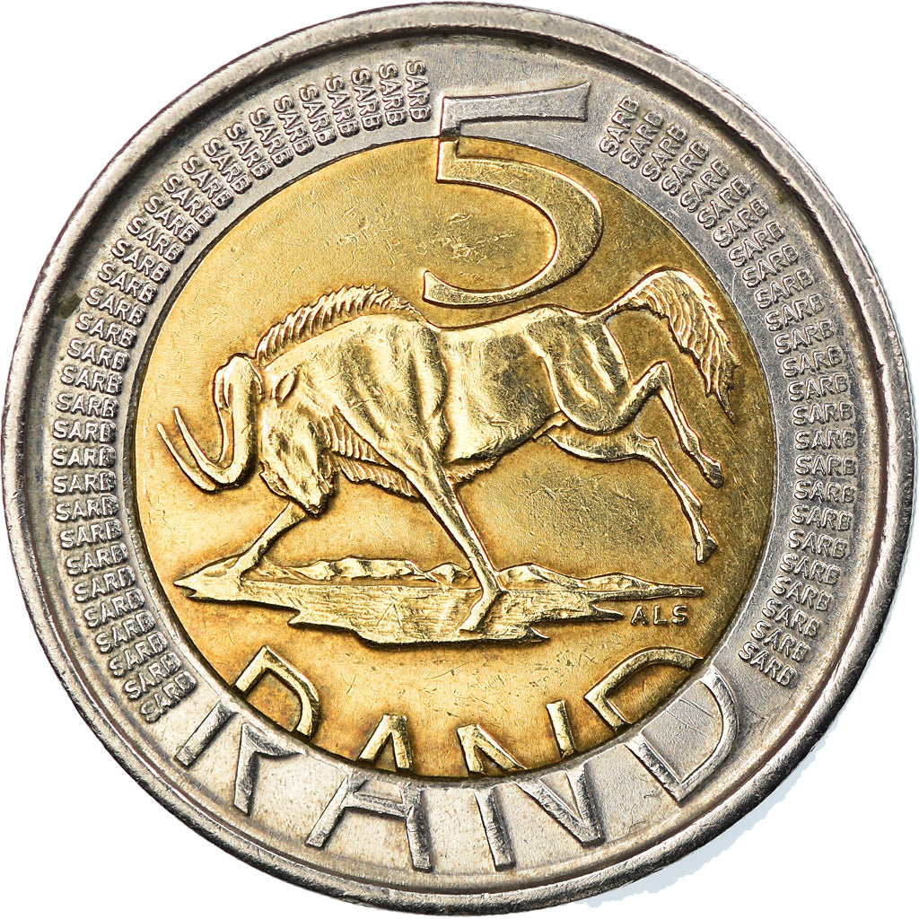 Moneda, Sudáfrica, 5 Rand, 2006, Pretoria, MBC, Bimetálico, KM:492