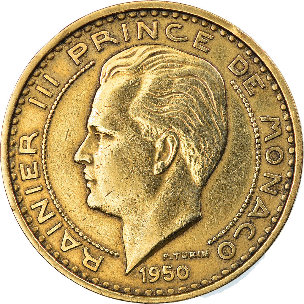 Coin, Monaco, Rainier III, 50 Francs, Cinquante, 1950, EF(40-45)