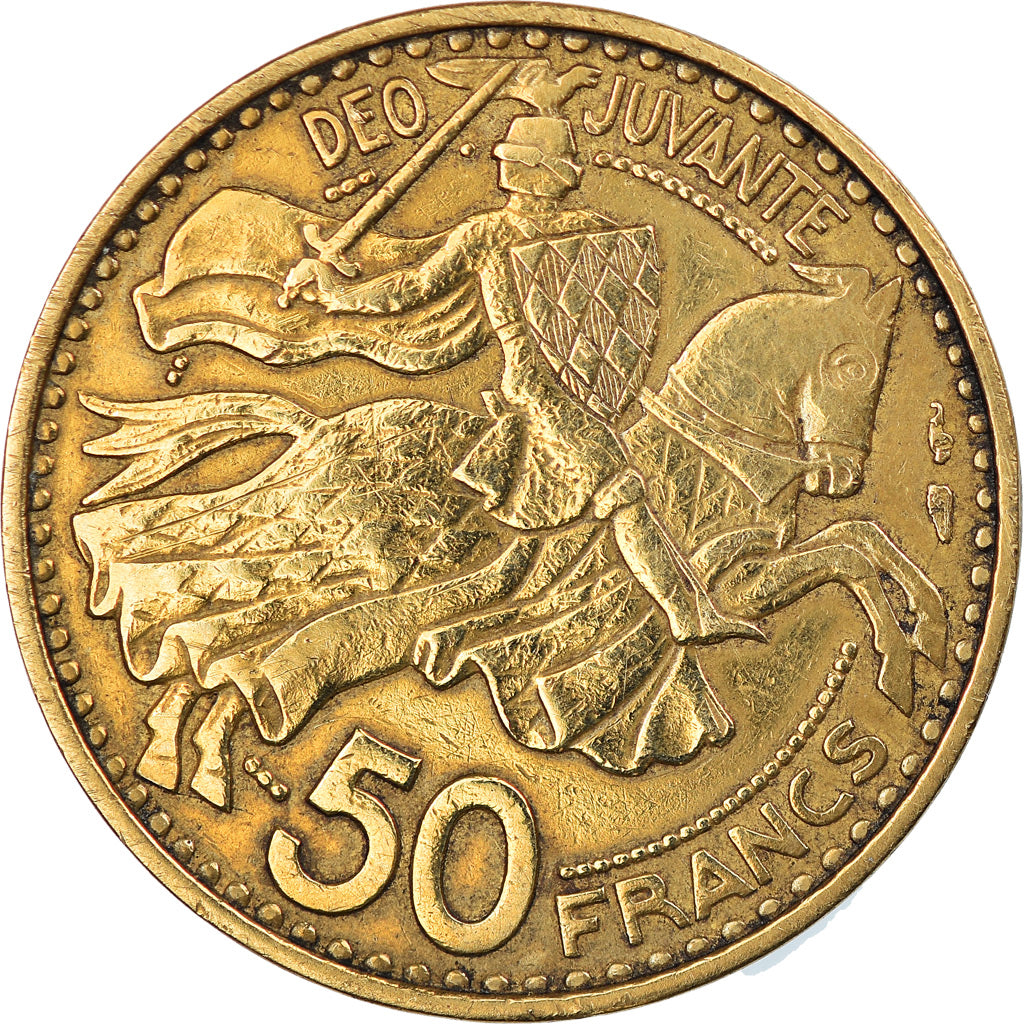 Coin, Monaco, Rainier III, 50 Francs, Cinquante, 1950, EF(40-45)