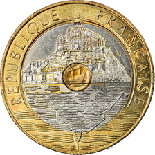 Coin, France, Mont Saint Michel, 20 Francs, 1992, AU(55-58), Tri-Metallic