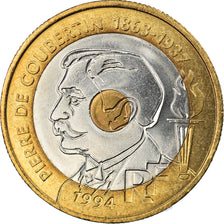 Moneta, Francia, Pierre de Coubertin, 20 Francs, 1994, BB+, Tri-metallico