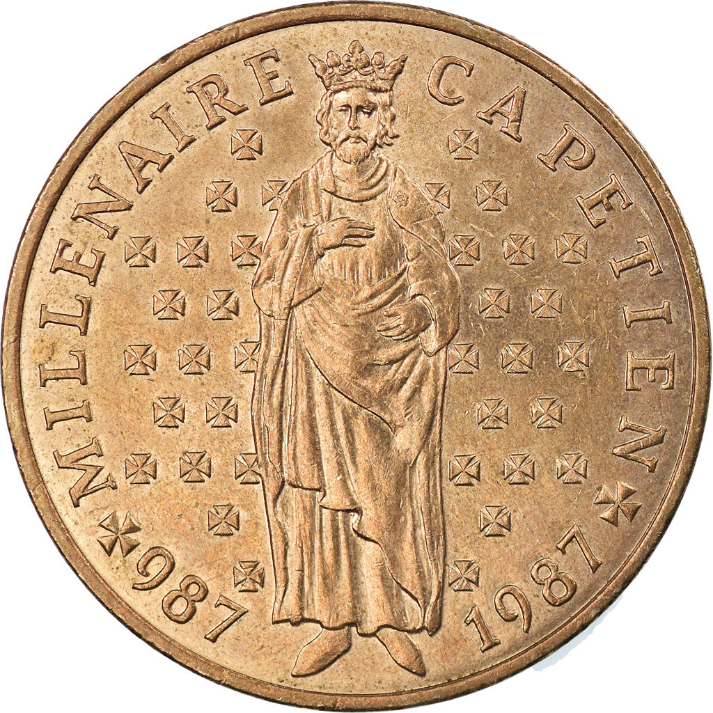 Moneda, Francia, Hugues Capet, 10 Francs, 1987, MBC+, Níquel - bronce, KM:961d