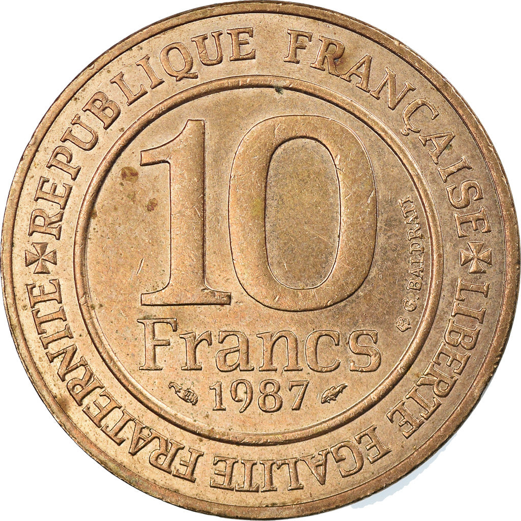 Moneda, Francia, Hugues Capet, 10 Francs, 1987, MBC+, Níquel - bronce, KM:961d