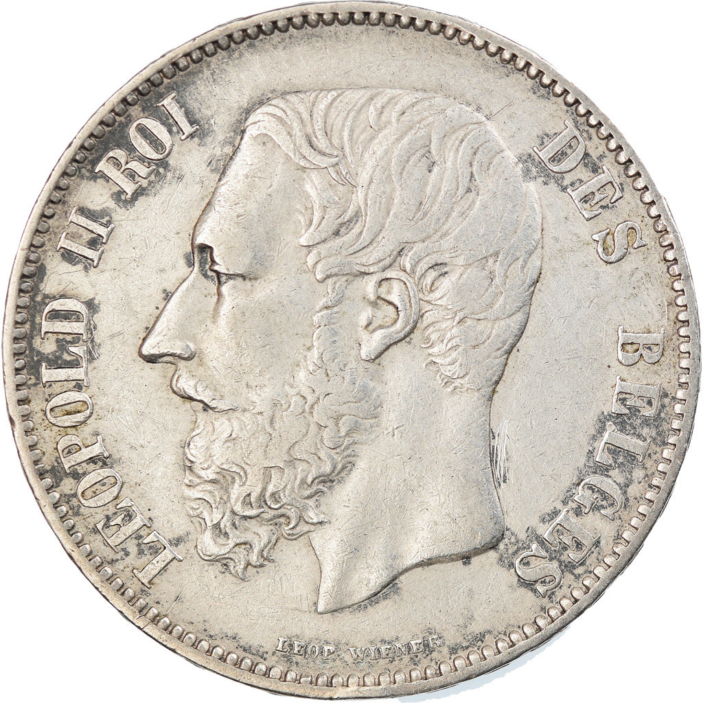 Coin, Belgium, Leopold II, 5 Francs, 5 Frank, 1867, EF(40-45), Silver, KM:24