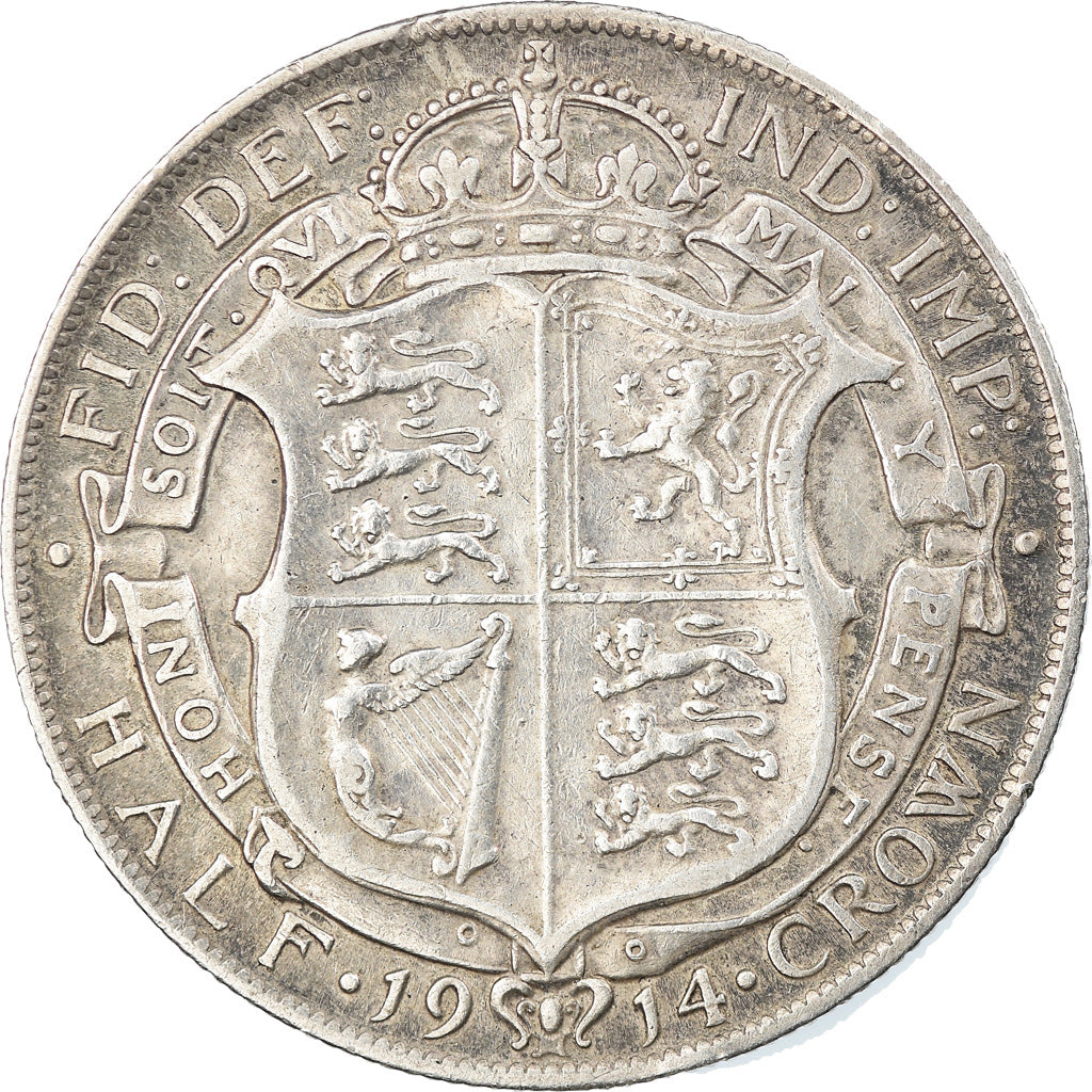 Coin, Great Britain, George V, 1/2 Crown, 1914, VF(30-35), Silver, KM:818.1