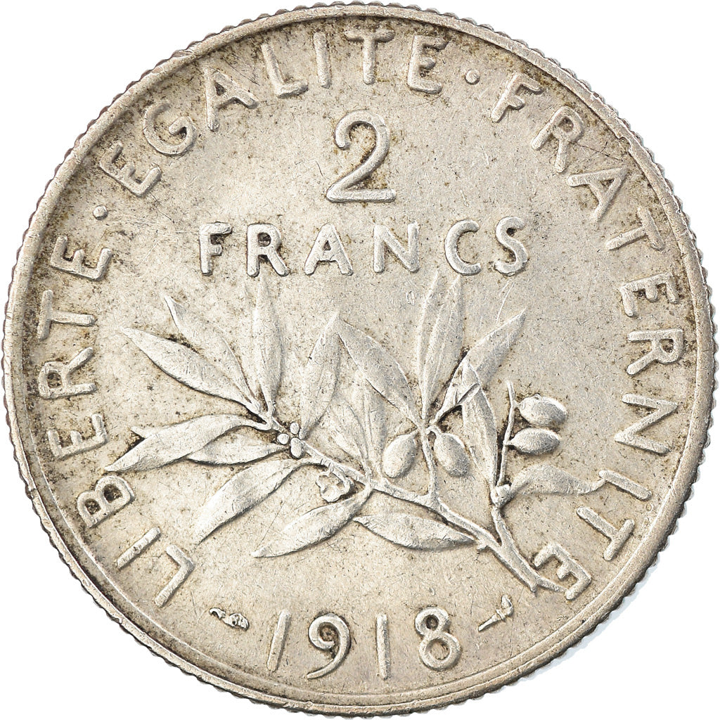 Moneta, Francia, Semeuse, 2 Francs, 1918, Paris, BB, Argento, KM:845.1