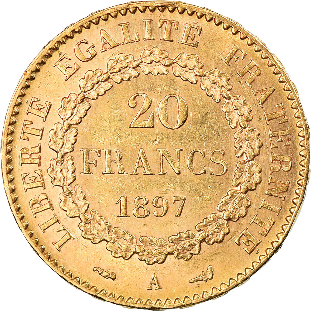 Moneta, Francia, Génie, 20 Francs, 1897, Paris, BB+, Oro, KM:825