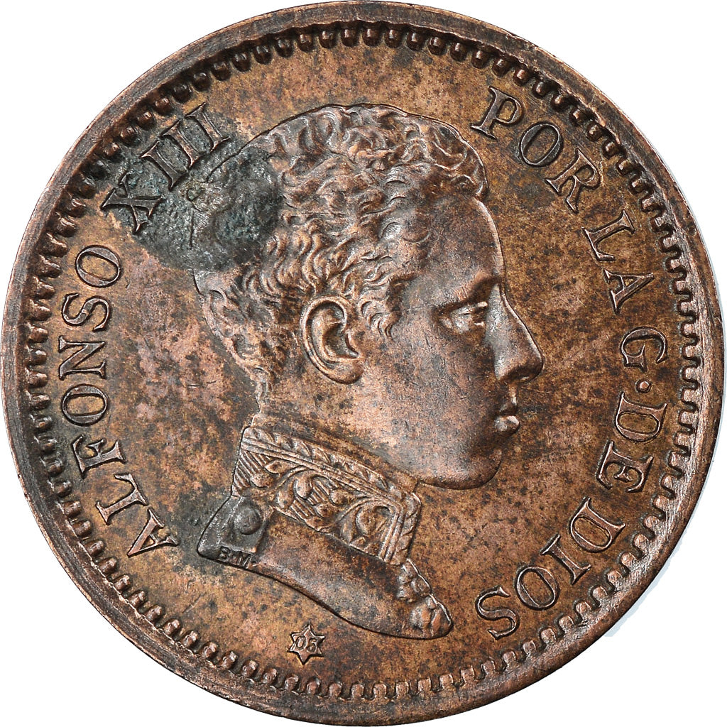 Moneda, España, Alfonso XIII, 2 Centimos, 1905, BC+, Cobre, KM:722