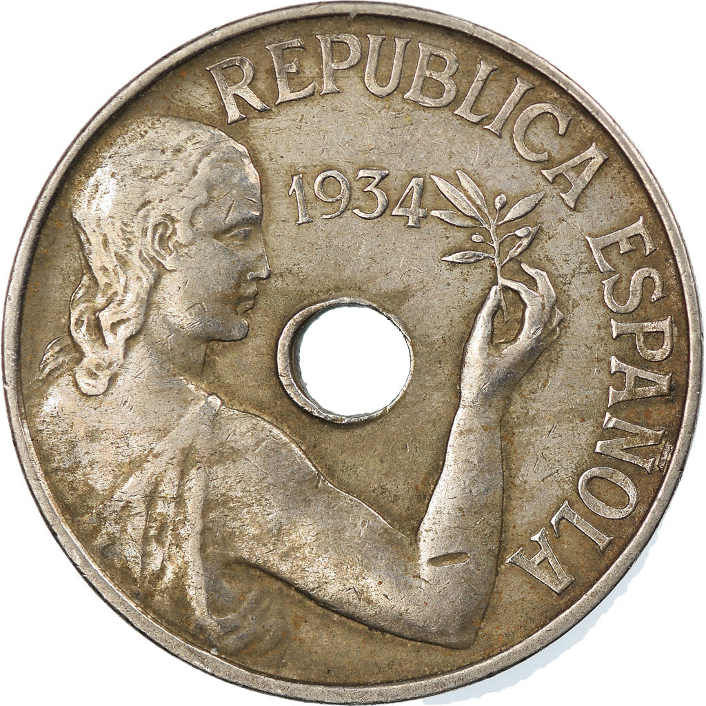 Moneta, Spagna, 25 Centimos, 1934, BB, Rame-nichel, KM:751