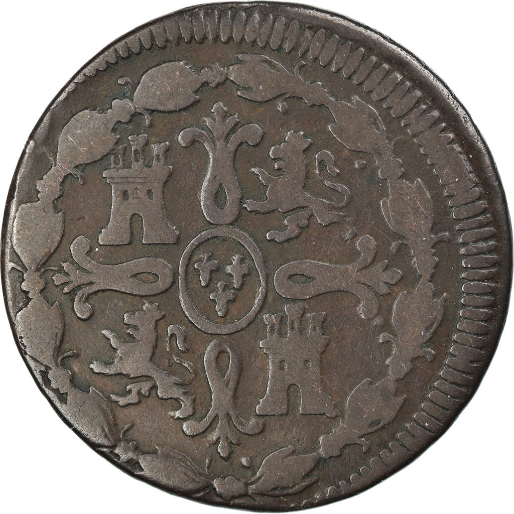 Münze, Spanien, Ferdinand VII, 8 Maravedis, 1819, Segovia, SGE+, Kupfer