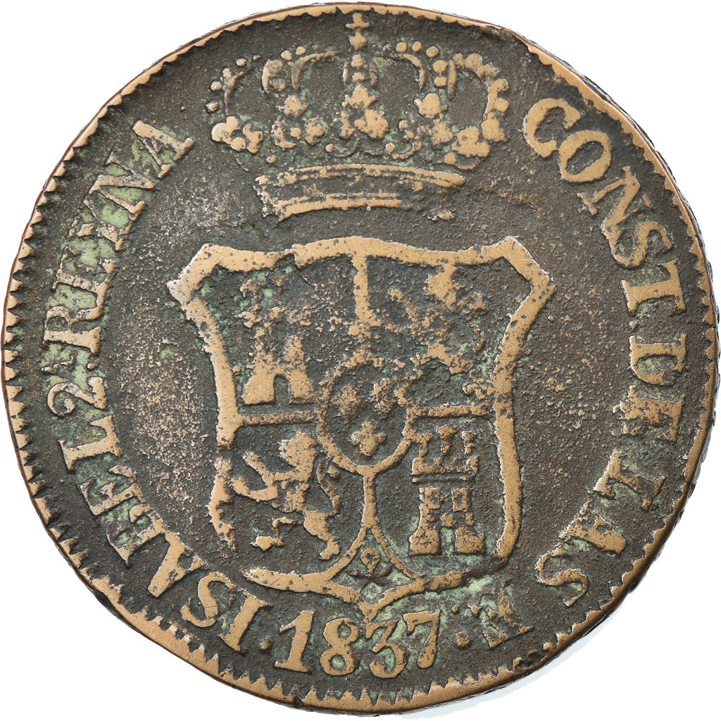 Coin, Spain, CATALONIA, Isabel II, 6 Quartos, 1837, Catalonia, VF(30-35)