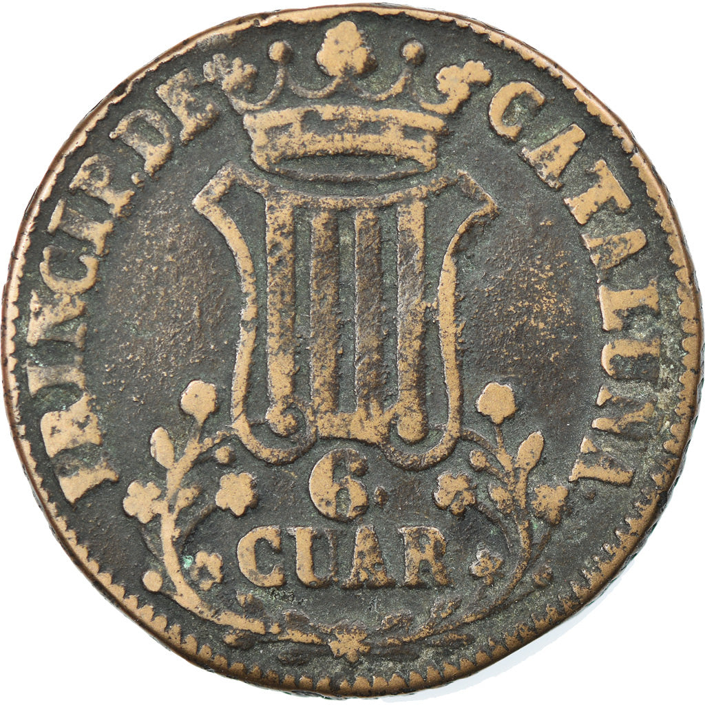 Coin, Spain, CATALONIA, Isabel II, 6 Quartos, 1837, Catalonia, VF(30-35)