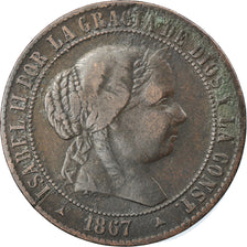 Coin, Spain, Isabel II, 2-1/2 Centimos, 1867, Segovia, EF(40-45), Copper