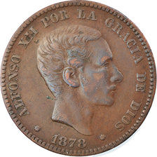 Moneta, Spagna, Alfonso XII, 10 Centimos, 1878, Barcelona, BB+, Bronzo, KM:675