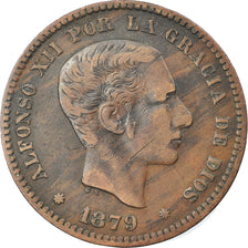 Monnaie, Espagne, Alfonso XII, 5 Centimos, 1879, Barcelona, TTB, Bronze, KM:674