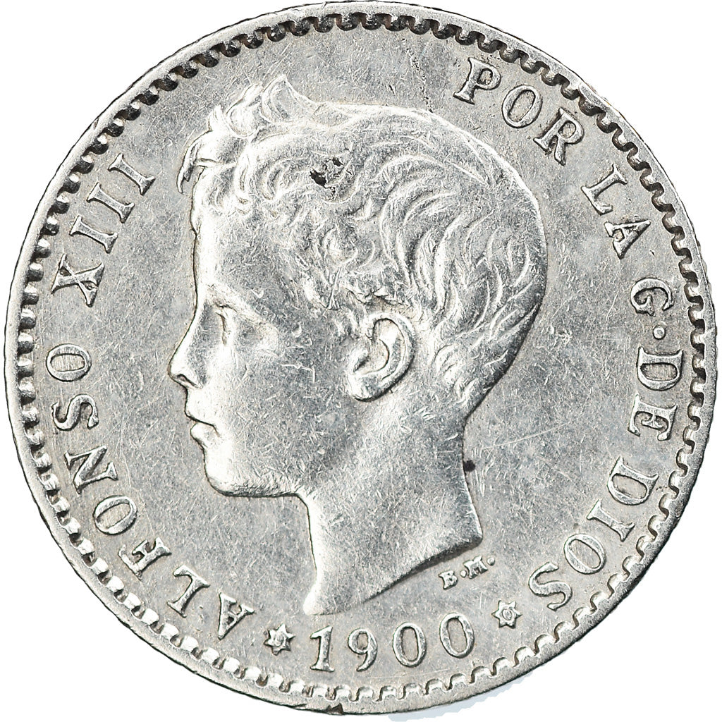 Moneda, España, Alfonso XIII, 50 Centimos, 1900, Madrid, MBC, Plata, KM:705