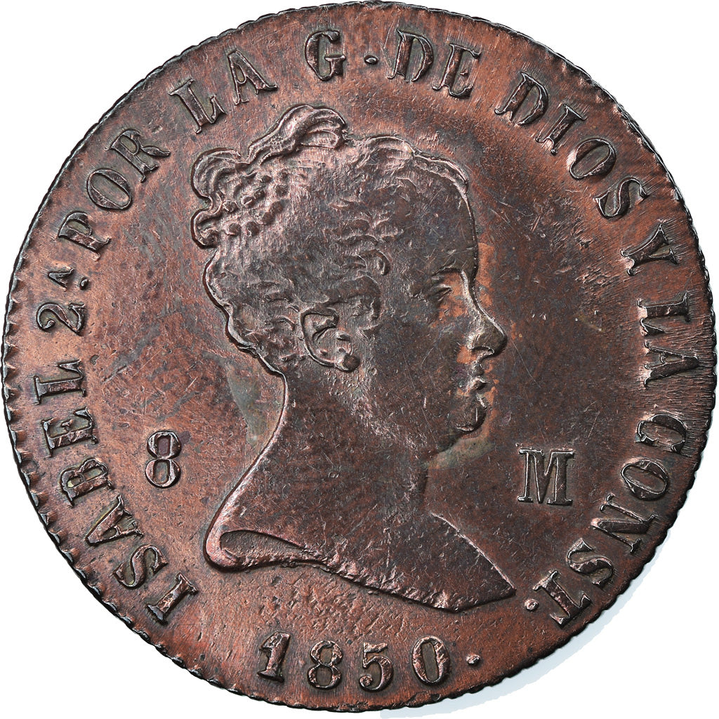 Moneda, España, Isabel II, 8 Maravedis, 1850, Jubia, EBC, Cobre, KM:531.2