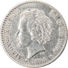 Coin, Spain, Alfonso XIII, 50 Centimos, 1894, Madrid, EF(40-45), Silver, KM:703