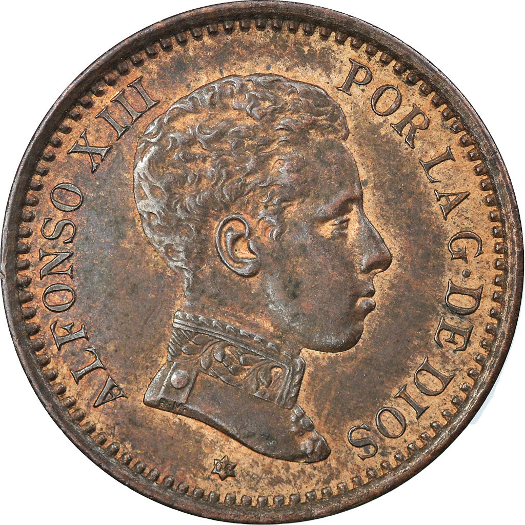 Coin, Spain, Alfonso XIII, 2 Centimos, 1904, Madrid, AU(55-58), Copper, KM:722