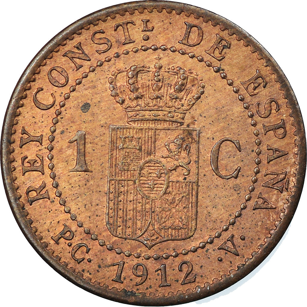 Moneta, Spagna, Alfonso XIII, Centimo, 1912, Madrid, SPL-, Bronzo, KM:731