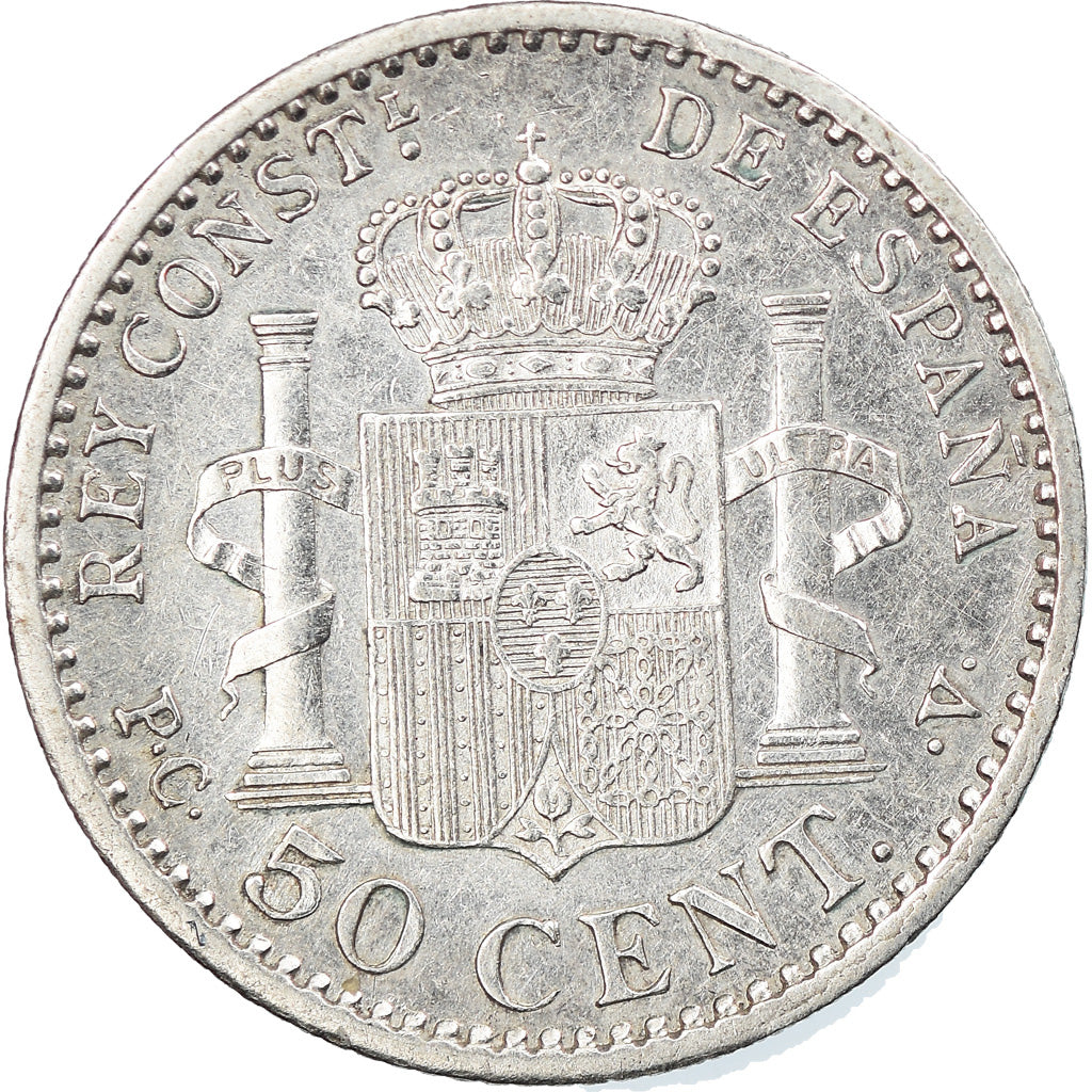 Coin, Spain, Alfonso XIII, 50 Centimos, 1910, Madrid, AU(50-53), Silver, KM:730