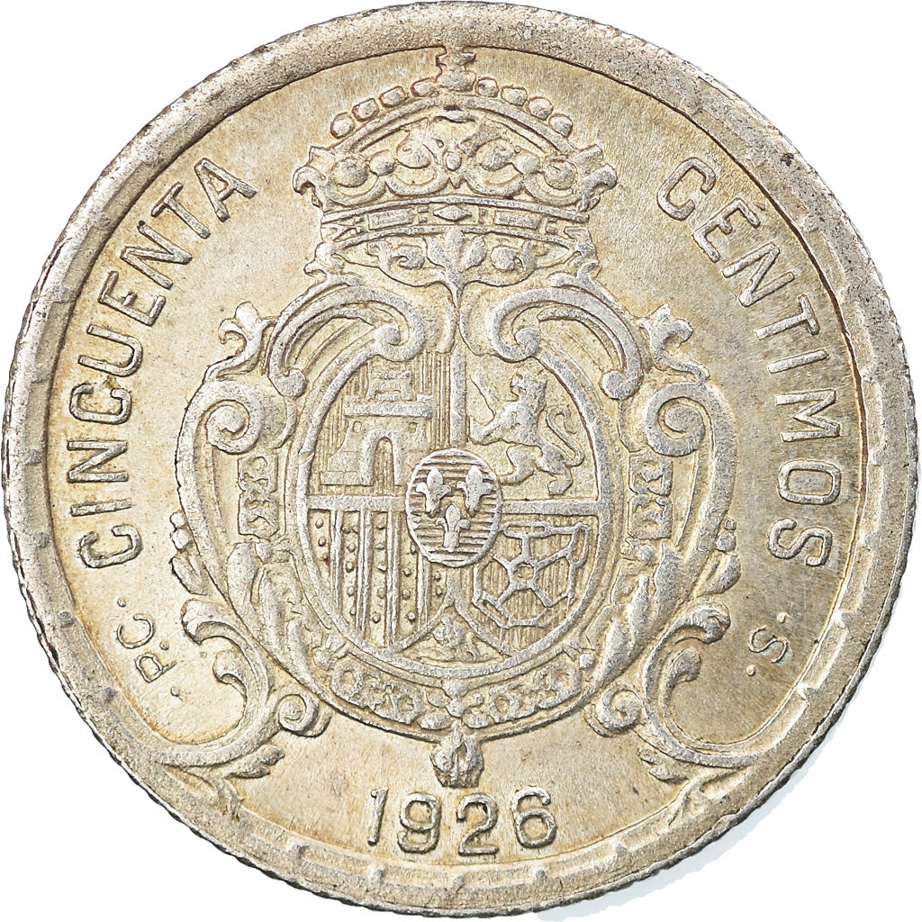 Monnaie, Espagne, Alfonso XIII, 50 Centimos, 1926, Madrid, SUP, Argent, KM:741