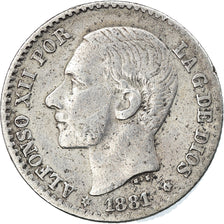 Coin, Spain, Alfonso XII, 50 Centimos, 1881, Madrid, EF(40-45), Silver, KM:685