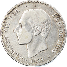 Munten, Spanje, Alfonso XII, 2 Pesetas, 1882, Madrid, ZF, Zilver, KM:678.2