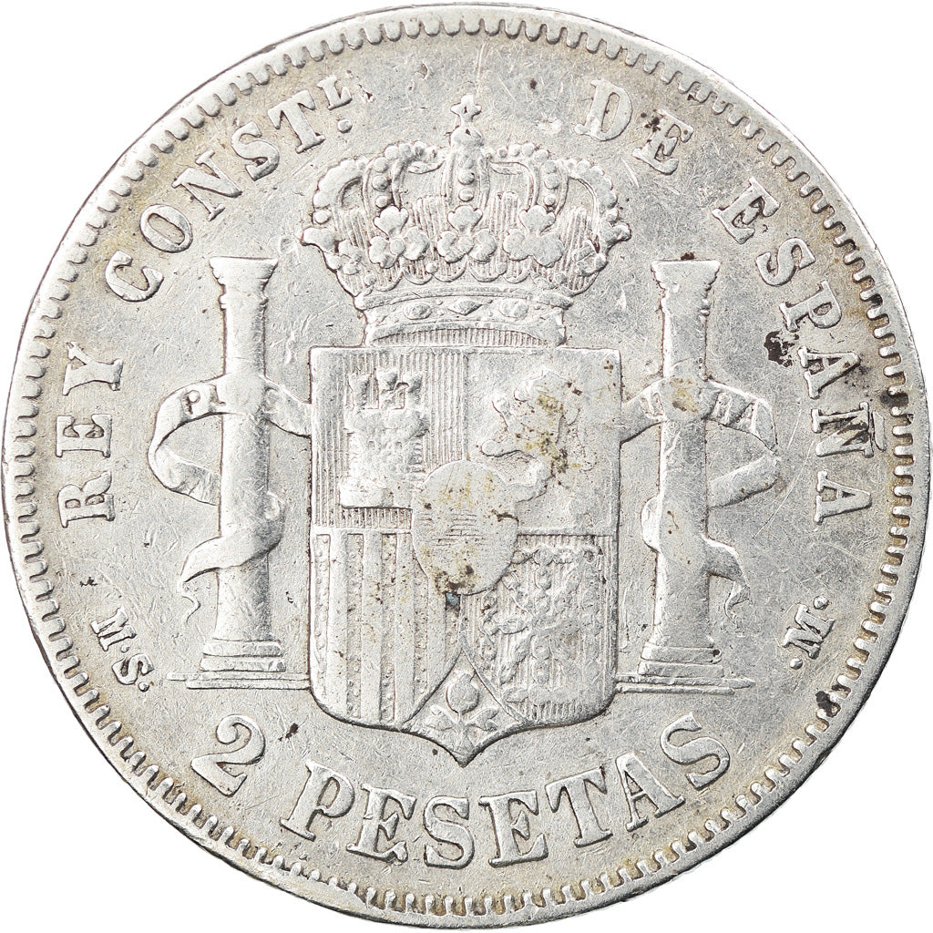 Coin, Spain, Alfonso XII, 2 Pesetas, 1882, Madrid, EF(40-45), Silver, KM:678.2