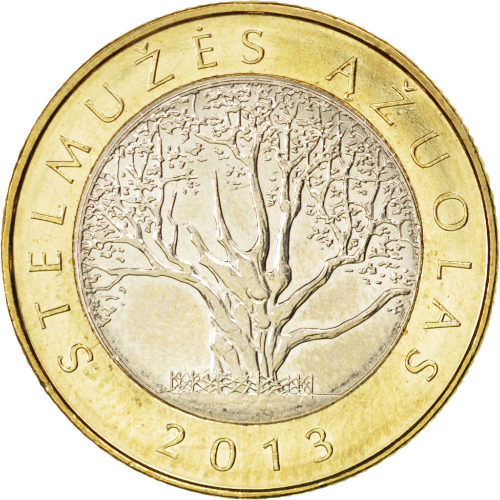 Lituania, 2 Litai, 2013, SPL, Bimetallico, KM:New