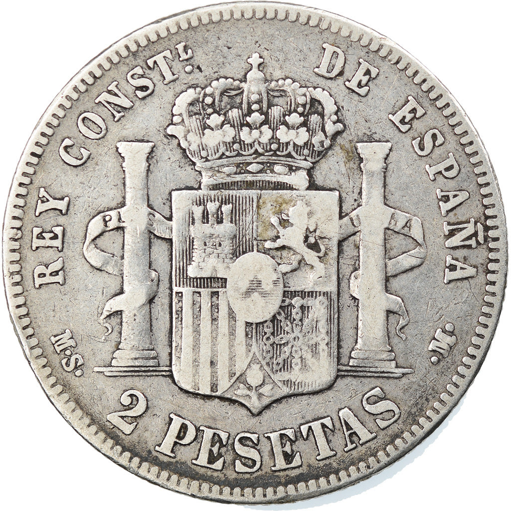 Moneda, España, Alfonso XII, 2 Pesetas, 1881, Madrid, MBC, Plata, KM:678.2