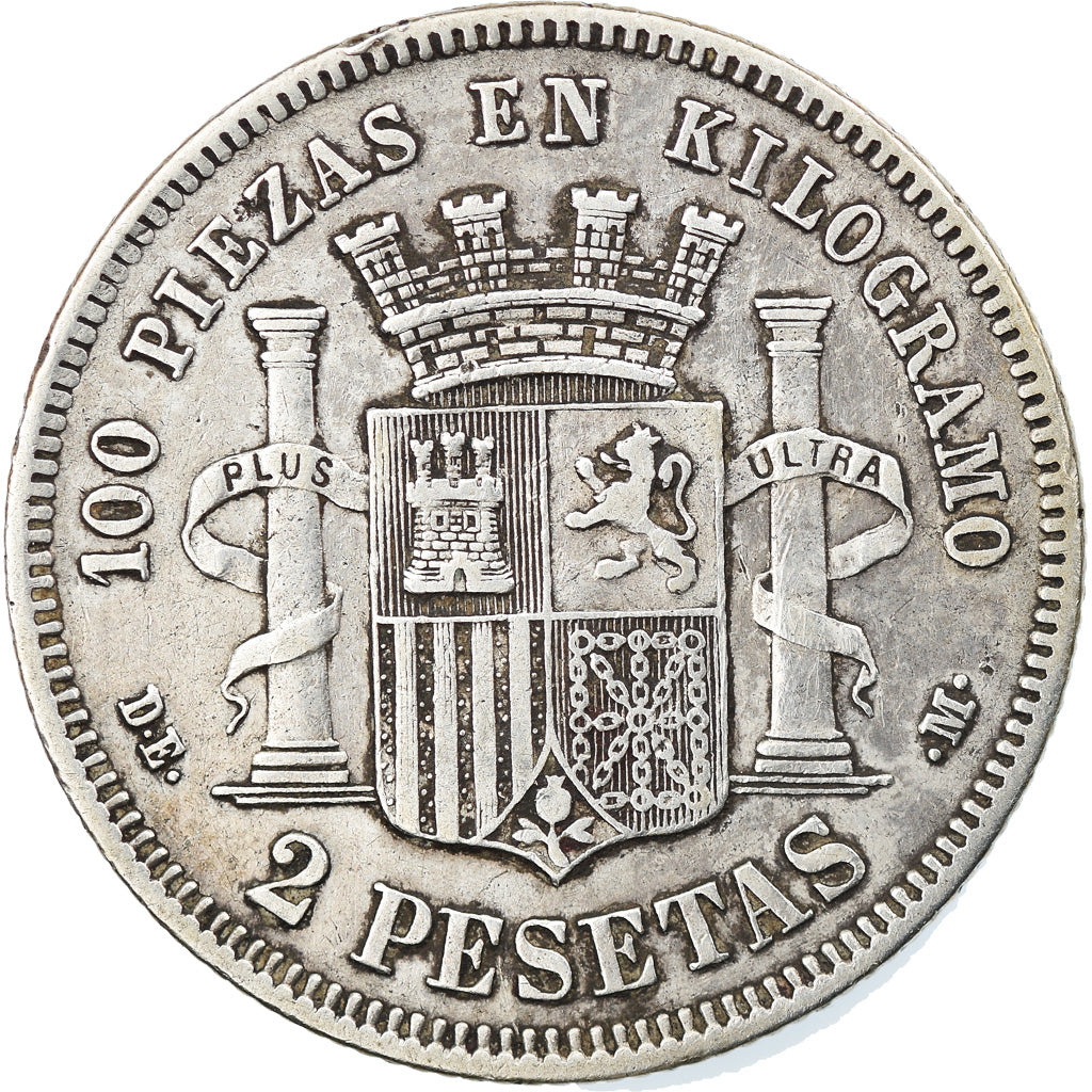 Coin, Spain, Provisional Government, 2 Pesetas, 1874, Madrid, EF(40-45), Silver