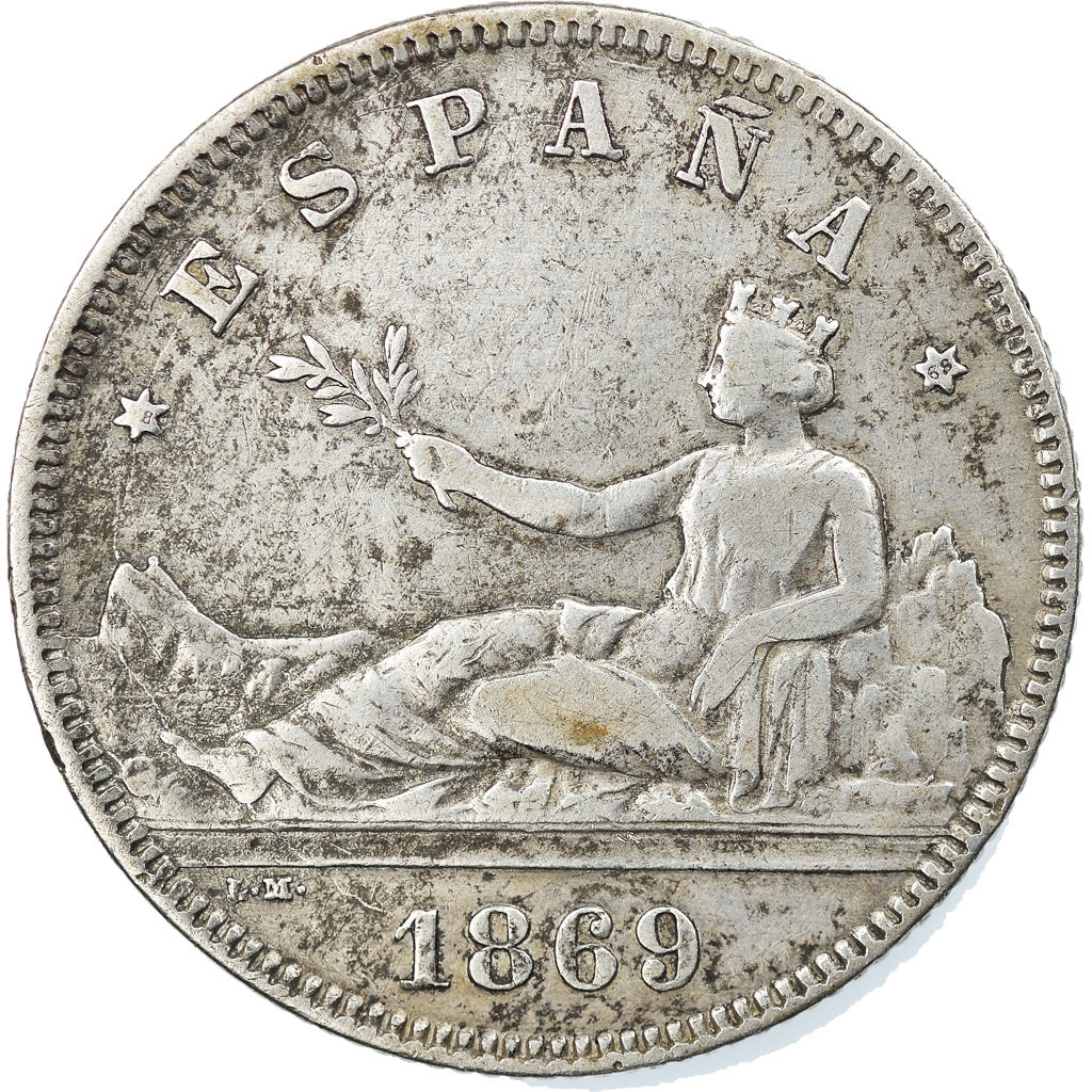 Coin, Spain, Provisional Government, 2 Pesetas, 1869, Madrid, VF(30-35), Silver