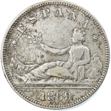 Coin, Spain, Provisional Government, 2 Pesetas, 1869, Madrid, VF(30-35), Silver